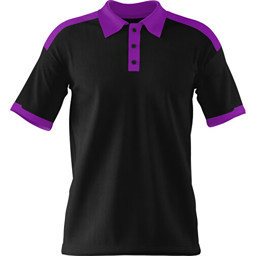 Poloshirt Individuell Gestaltbar , schwarz / dunkelmagenta, 200gsm Poly / Cotton Pique, S, 65,00cm x 45,00cm (Höhe x Breite), Bild 1