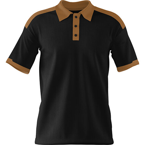 Poloshirt Individuell Gestaltbar , schwarz / erdbraun, 200gsm Poly / Cotton Pique, M, 70,00cm x 49,00cm (Höhe x Breite), Bild 1