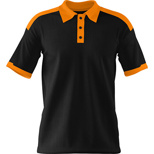 Poloshirt Individuell Gestaltbar , schwarz / gelborange, 200gsm Poly / Cotton Pique, M, 70,00cm x 49,00cm (Höhe x Breite), Bild 1
