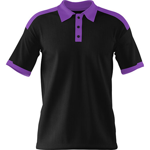Poloshirt Individuell Gestaltbar , schwarz / lavendellila, 200gsm Poly / Cotton Pique, L, 73,50cm x 54,00cm (Höhe x Breite), Bild 1