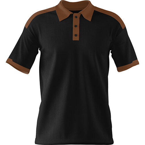 Poloshirt Individuell Gestaltbar , schwarz / dunkelbraun, 200gsm Poly / Cotton Pique, 2XL, 79,00cm x 63,00cm (Höhe x Breite), Bild 1