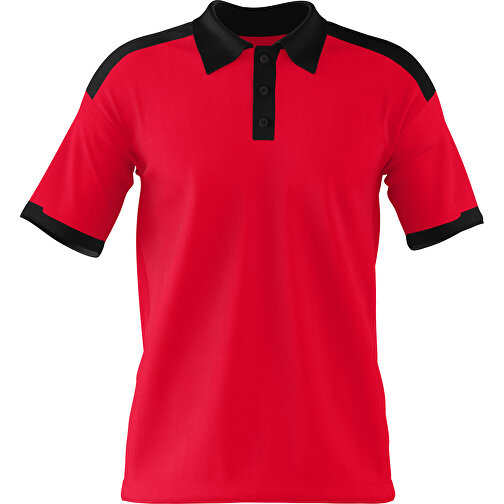 Poloshirt Individuell Gestaltbar , ampelrot / schwarz, 200gsm Poly / Cotton Pique, XS, 60,00cm x 40,00cm (Höhe x Breite), Bild 1