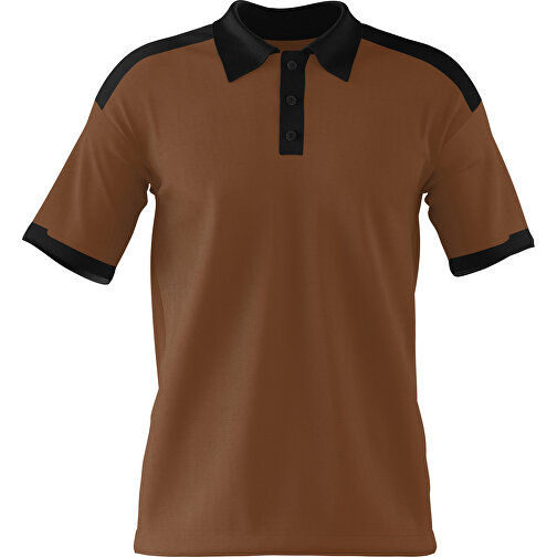 Poloshirt Individuell Gestaltbar , dunkelbraun / schwarz, 200gsm Poly / Cotton Pique, XL, 76,00cm x 59,00cm (Höhe x Breite), Bild 1