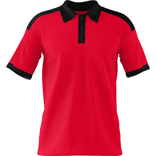 Poloshirt Individuell Gestaltbar , ampelrot / schwarz, 200gsm Poly / Cotton Pique, XL, 76,00cm x 59,00cm (Höhe x Breite), Bild 1