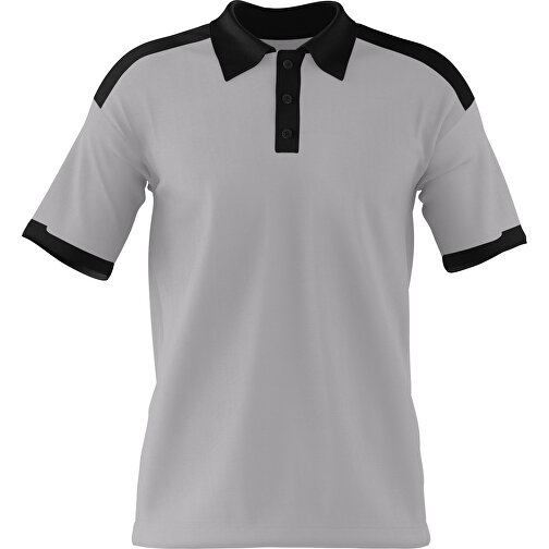 Poloshirt Individuell Gestaltbar , hellgrau / schwarz, 200gsm Poly / Cotton Pique, S, 65,00cm x 45,00cm (Höhe x Breite), Bild 1