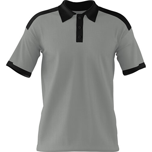 Poloshirt Individuell Gestaltbar , grau / schwarz, 200gsm Poly / Cotton Pique, S, 65,00cm x 45,00cm (Höhe x Breite), Bild 1