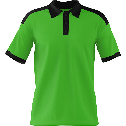 Poloshirt Individuell Gestaltbar , grasgrün / schwarz, 200gsm Poly / Cotton Pique, S, 65,00cm x 45,00cm (Höhe x Breite), Bild 1