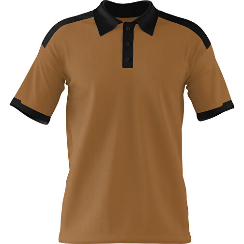 Poloshirt Individuell Gestaltbar , erdbraun / schwarz, 200gsm Poly / Cotton Pique, L, 73,50cm x 54,00cm (Höhe x Breite), Bild 1