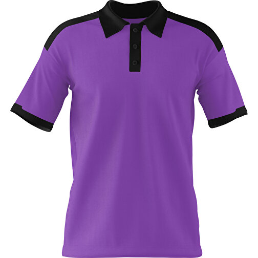 Poloshirt Individuell Gestaltbar , lavendellila / schwarz, 200gsm Poly / Cotton Pique, L, 73,50cm x 54,00cm (Höhe x Breite), Bild 1