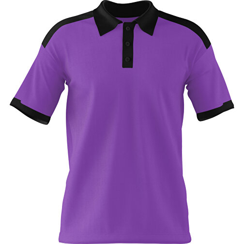 Poloshirt Individuell Gestaltbar , lavendellila / schwarz, 200gsm Poly / Cotton Pique, 3XL, 81,00cm x 66,00cm (Höhe x Breite), Bild 1