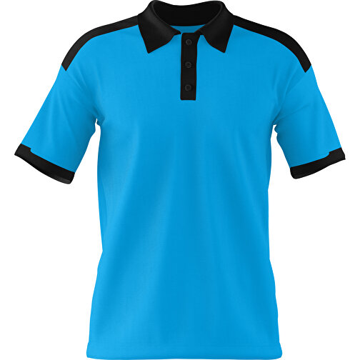 Poloshirt Individuell Gestaltbar , himmelblau / schwarz, 200gsm Poly / Cotton Pique, 2XL, 79,00cm x 63,00cm (Höhe x Breite), Bild 1