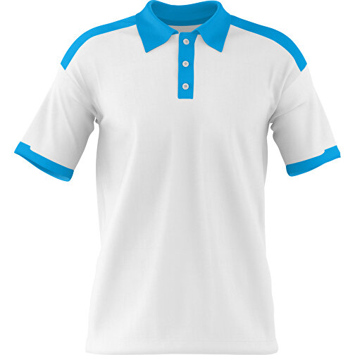 Poloshirt Individuell Gestaltbar , weiß / himmelblau, 200gsm Poly / Cotton Pique, L, 73,50cm x 54,00cm (Höhe x Breite), Bild 1