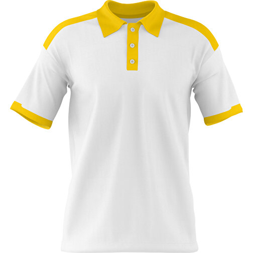 Poloshirt Individuell Gestaltbar , weiß / goldgelb, 200gsm Poly / Cotton Pique, L, 73,50cm x 54,00cm (Höhe x Breite), Bild 1