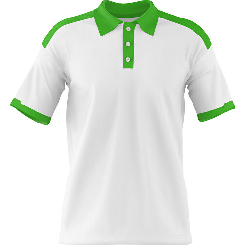 Poloshirt Individuell Gestaltbar , weiß / grasgrün, 200gsm Poly / Cotton Pique, 2XL, 79,00cm x 63,00cm (Höhe x Breite), Bild 1