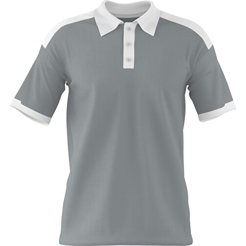 Poloshirt Individuell Gestaltbar , silber / weiss, 200gsm Poly / Cotton Pique, XS, 60,00cm x 40,00cm (Höhe x Breite), Bild 1