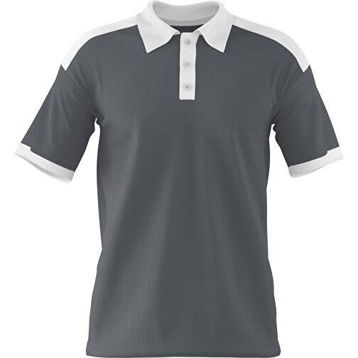 Poloshirt Individuell Gestaltbar , dunkelgrau / weiss, 200gsm Poly / Cotton Pique, XL, 76,00cm x 59,00cm (Höhe x Breite), Bild 1