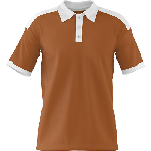 Poloshirt Individuell Gestaltbar , braun / weiss, 200gsm Poly / Cotton Pique, S, 65,00cm x 45,00cm (Höhe x Breite), Bild 1