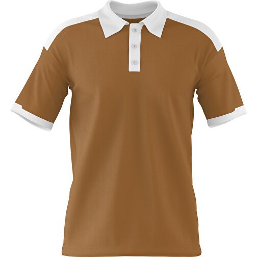 Poloshirt Individuell Gestaltbar , erdbraun / weiß, 200gsm Poly / Cotton Pique, S, 65,00cm x 45,00cm (Höhe x Breite), Bild 1