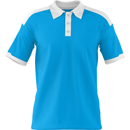 Poloshirt Individuell Gestaltbar , himmelblau / weiss, 200gsm Poly / Cotton Pique, M, 70,00cm x 49,00cm (Höhe x Breite), Bild 1