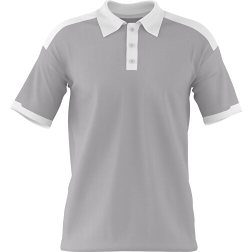 Poloshirt Individuell Gestaltbar , hellgrau / weiss, 200gsm Poly / Cotton Pique, L, 73,50cm x 54,00cm (Höhe x Breite), Bild 1
