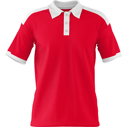 Poloshirt Individuell Gestaltbar , ampelrot / weiss, 200gsm Poly / Cotton Pique, L, 73,50cm x 54,00cm (Höhe x Breite), Bild 1