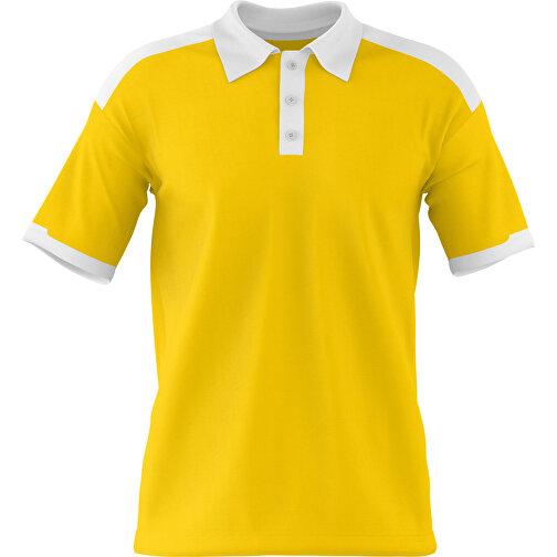 Poloshirt Individuell Gestaltbar , goldgelb / weiss, 200gsm Poly / Cotton Pique, L, 73,50cm x 54,00cm (Höhe x Breite), Bild 1