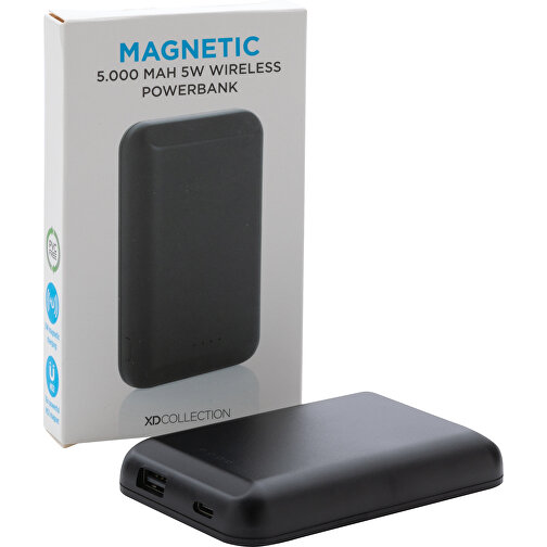 Magnetische 5.000 MAh Wireless Powerbank, Schwarz , schwarz, ABS, 8,50cm x 1,30cm (Länge x Höhe), Bild 11