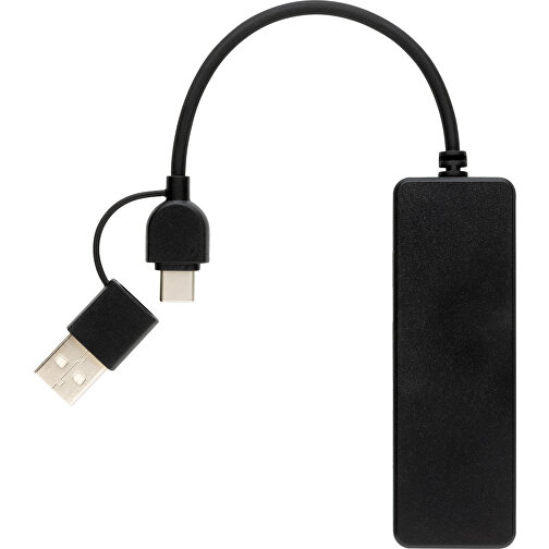 RCS Recycelter USB-Hub Mit Dual-Input, Schwarz , schwarz, ABS - recycelt, 2,80cm x 8,50cm (Länge x Höhe), Bild 2