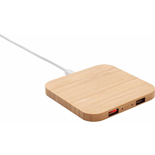 FSC®certificeret 5W trådløs bambus oplader med USB, Billede 6