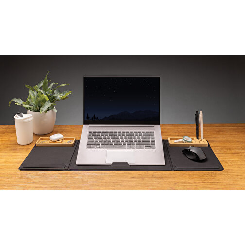 Impact AWARE RPET Faltbare Desk-Organizer Mit Laptop-Ständer, Schwarz , schwarz, PET - recycelt, 80,00cm x 0,50cm (Länge x Höhe), Bild 10