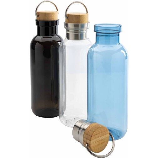 GRS RPET Flasche With Bambusdeckel Und Griff, Schwarz , schwarz, PET - recycelt, 7,50cm x 22,30cm (Länge x Höhe), Bild 8