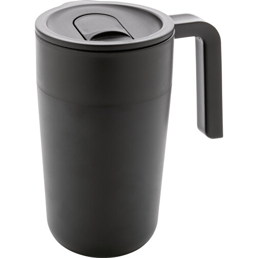 GRS Recycelte PP Und Stainless Steel Tasse Mit Griff, Schwarz , schwarz, Polypropylen - recycelt, 12,80cm x 15,20cm (Länge x Höhe), Bild 1