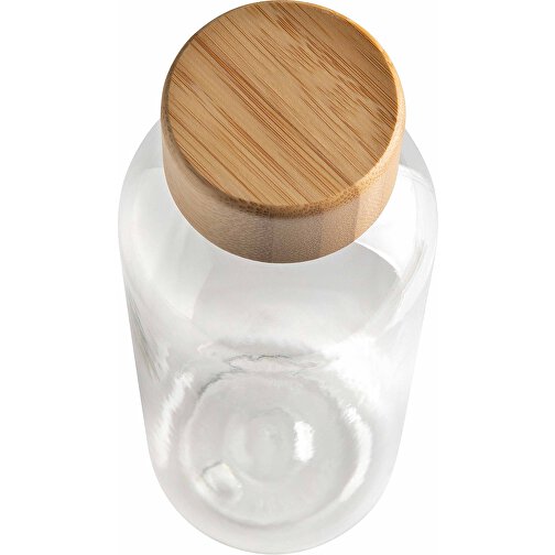 GRS RPET Flasche Mit Bambus-Deckel, Transparent , transparent, PET - recycelt, 7,40cm x 20,60cm (Länge x Höhe), Bild 3
