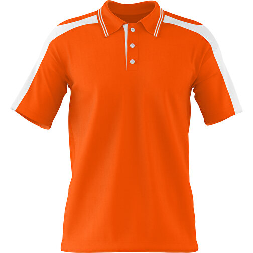 Poloshirt Individuell Gestaltbar , orange / weiß, 200gsm Poly / Cotton Pique, M, 70,00cm x 49,00cm (Höhe x Breite), Bild 1