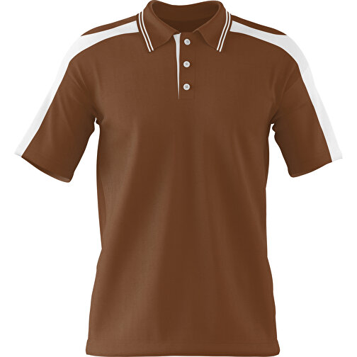 Poloshirt Individuell Gestaltbar , dunkelbraun / weiss, 200gsm Poly / Cotton Pique, L, 73,50cm x 54,00cm (Höhe x Breite), Bild 1