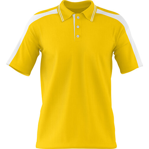 Poloshirt Individuell Gestaltbar , goldgelb / weiss, 200gsm Poly / Cotton Pique, 3XL, 81,00cm x 66,00cm (Höhe x Breite), Bild 1