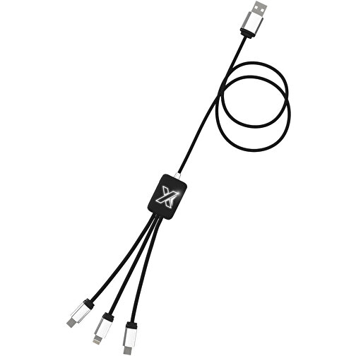 SCX.design C17 Easy To Use Ladekabel Mit Leuchtlogo , schwarz / weiß, Recycelter ABS Kunststoff, Recycelter PET Kunststoff, 100,00cm x 1,20cm x 3,00cm (Länge x Höhe x Breite), Bild 1