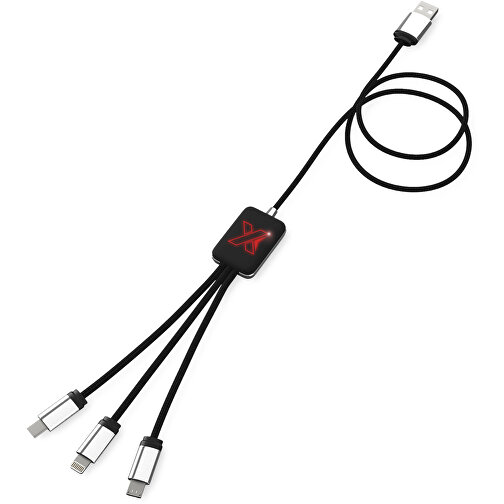 SCX.design C17 Easy To Use Ladekabel Mit Leuchtlogo , rot / schwarz, Recycelter ABS Kunststoff, Recycelter PET Kunststoff, 100,00cm x 1,20cm x 3,00cm (Länge x Höhe x Breite), Bild 2