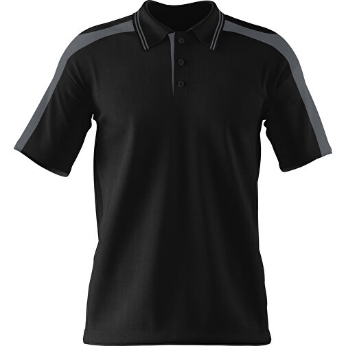 Poloshirt Individuell Gestaltbar , schwarz / dunkelgrau, 200gsm Poly / Cotton Pique, XS, 60,00cm x 40,00cm (Höhe x Breite), Bild 1