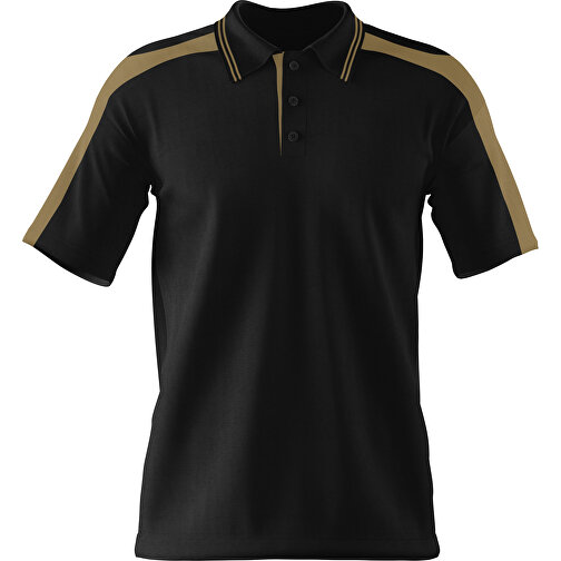 Poloshirt Individuell Gestaltbar , schwarz / gold, 200gsm Poly / Cotton Pique, XS, 60,00cm x 40,00cm (Höhe x Breite), Bild 1