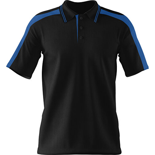Poloshirt Individuell Gestaltbar , schwarz / dunkelblau, 200gsm Poly / Cotton Pique, XS, 60,00cm x 40,00cm (Höhe x Breite), Bild 1