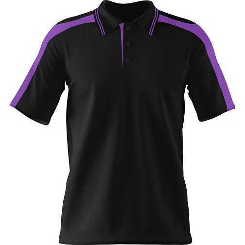 Poloshirt Individuell Gestaltbar , schwarz / lavendellila, 200gsm Poly / Cotton Pique, XS, 60,00cm x 40,00cm (Höhe x Breite), Bild 1