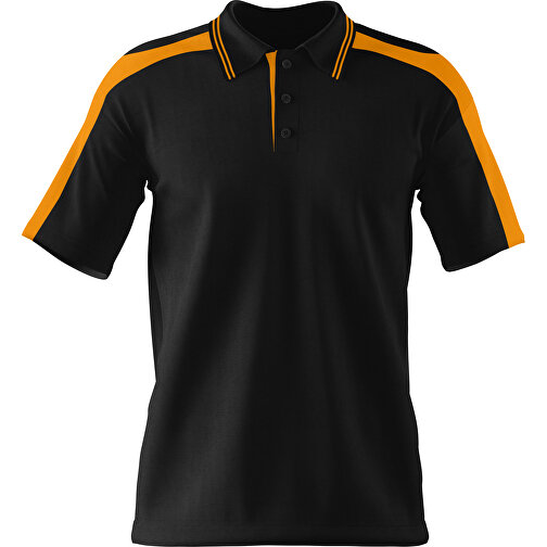 Poloshirt Individuell Gestaltbar , schwarz / kürbisorange, 200gsm Poly / Cotton Pique, XS, 60,00cm x 40,00cm (Höhe x Breite), Bild 1