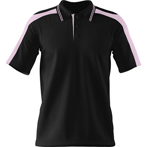 Poloshirt Individuell Gestaltbar , schwarz / zartrosa, 200gsm Poly / Cotton Pique, XL, 76,00cm x 59,00cm (Höhe x Breite), Bild 1