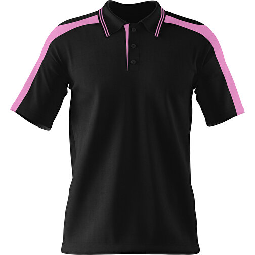 Poloshirt Individuell Gestaltbar , schwarz / rosa, 200gsm Poly / Cotton Pique, XL, 76,00cm x 59,00cm (Höhe x Breite), Bild 1