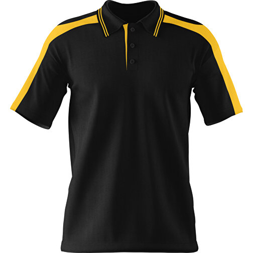 Poloshirt Individuell Gestaltbar , schwarz / sonnengelb, 200gsm Poly / Cotton Pique, XL, 76,00cm x 59,00cm (Höhe x Breite), Bild 1