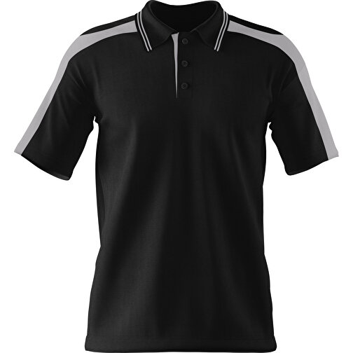 Poloshirt Individuell Gestaltbar , schwarz / hellgrau, 200gsm Poly / Cotton Pique, S, 65,00cm x 45,00cm (Höhe x Breite), Bild 1