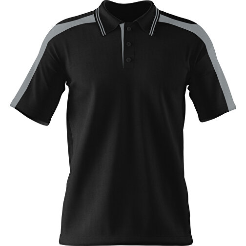 Poloshirt Individuell Gestaltbar , schwarz / silber, 200gsm Poly / Cotton Pique, S, 65,00cm x 45,00cm (Höhe x Breite), Bild 1