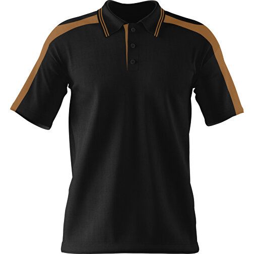 Poloshirt Individuell Gestaltbar , schwarz / erdbraun, 200gsm Poly / Cotton Pique, M, 70,00cm x 49,00cm (Höhe x Breite), Bild 1