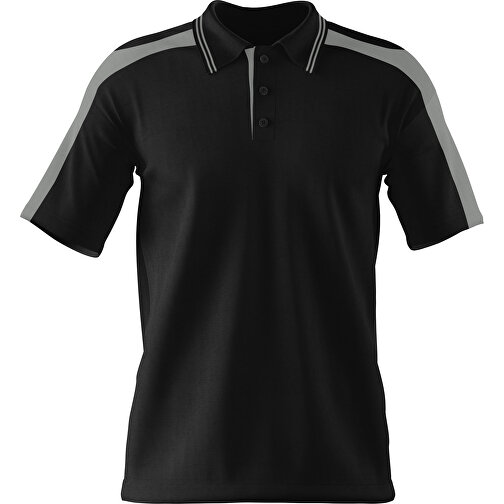 Poloshirt Individuell Gestaltbar , schwarz / grau, 200gsm Poly / Cotton Pique, M, 70,00cm x 49,00cm (Höhe x Breite), Bild 1